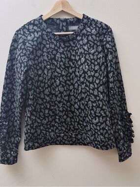 Women's Black Sweatshirt with Silver Animal Print